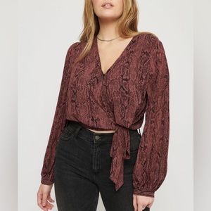 Dynamite Burgundy Snake Print Blouse